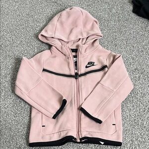 Nike Kids Light Pink Hooded Zip Sweatshirt with Black Trim